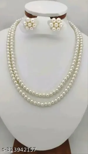 SINGLE AND DUAL LINE PEARL MALA SET / Pearl Necklace / Pearl Neckpeice