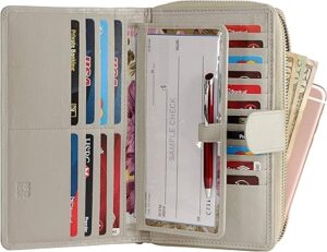 Big Fat RFID Blocking Leather Organizer Checkbook Wallets for Women - Clutch